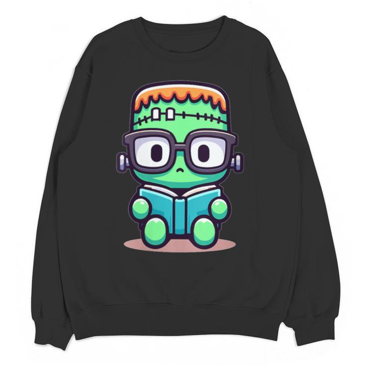 Book Lover Frankenstein's Monster With Reading Glasses Unisex Sweatshirt