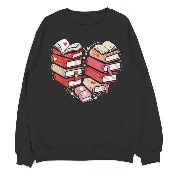 Book Lover Heart Shape Reading Librarian Valentine Men Women Unisex Sweatshirt