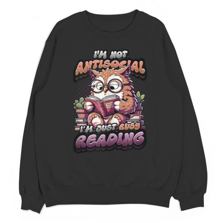 Book Lover Owl Reading Books Introvert Bookworm Unisex Sweatshirt