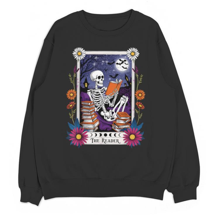 Book Lover Tarot Card The Reader Mystic Skeleton Unisex Sweatshirt