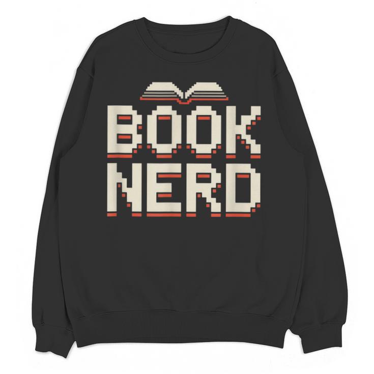 Book Nerd Retro Pixel Reading Librarian Aesthetic Unisex Sweatshirt