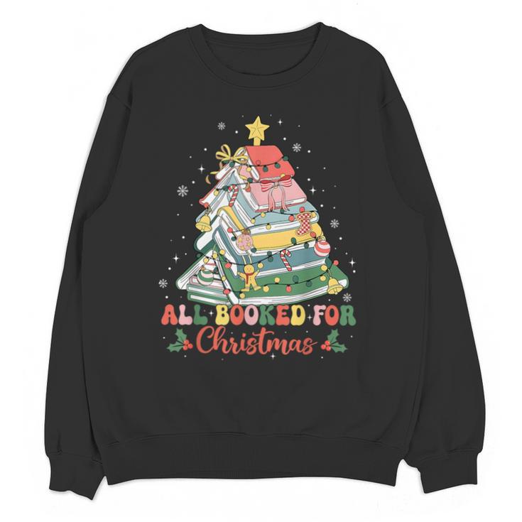 All Booked For Christmas Book Lovers Xmas Tree Lights Unisex Sweatshirt