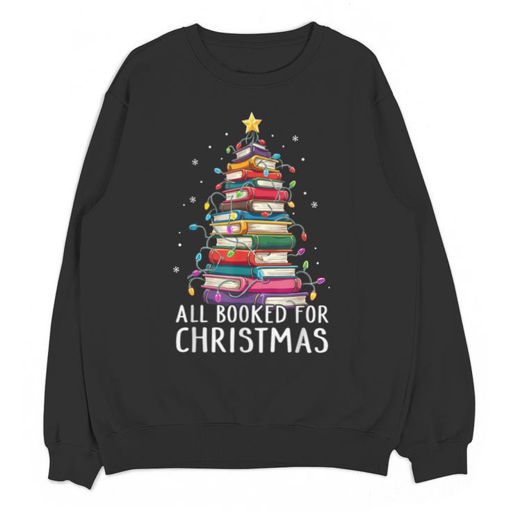 All Booked For Christmas Book Christmas Tree Lights Unisex Sweatshirt