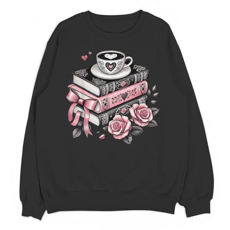 All Booked For Valentine's Coquette Bow Books Teacher Girly Unisex Sweatshirt