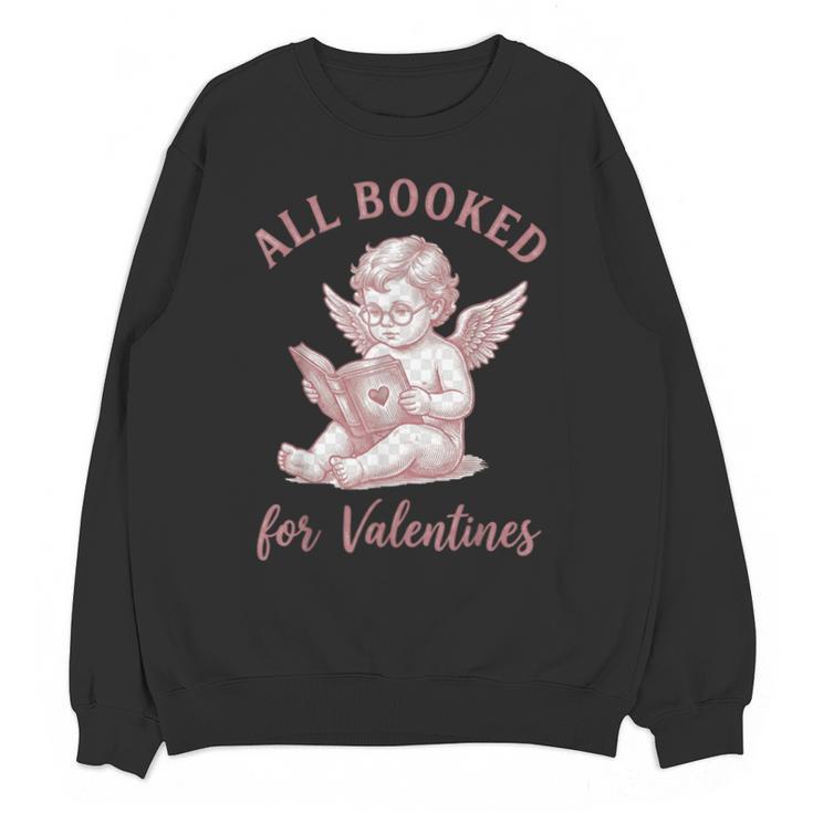 All Booked For Valentines Cute Cherub Vintage Book Lover Unisex Sweatshirt