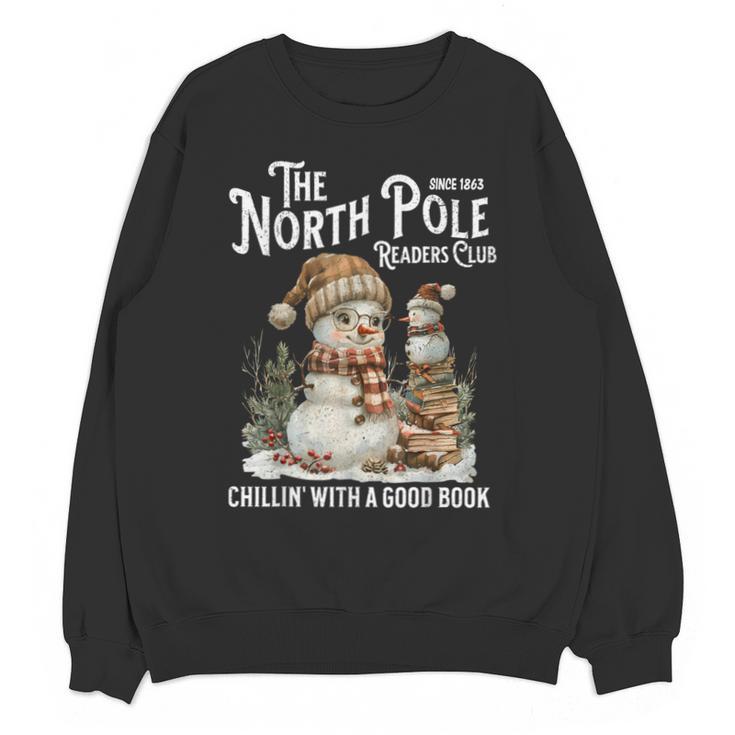 Bookish Christmas North Pole Book Club Snowman Book Worm Unisex Sweatshirt