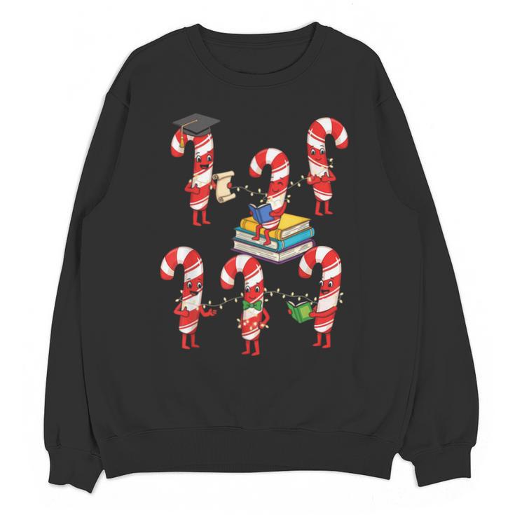 Bookmas Christmas Books Shirt Candy Cane Bookworm Unisex Sweatshirt
