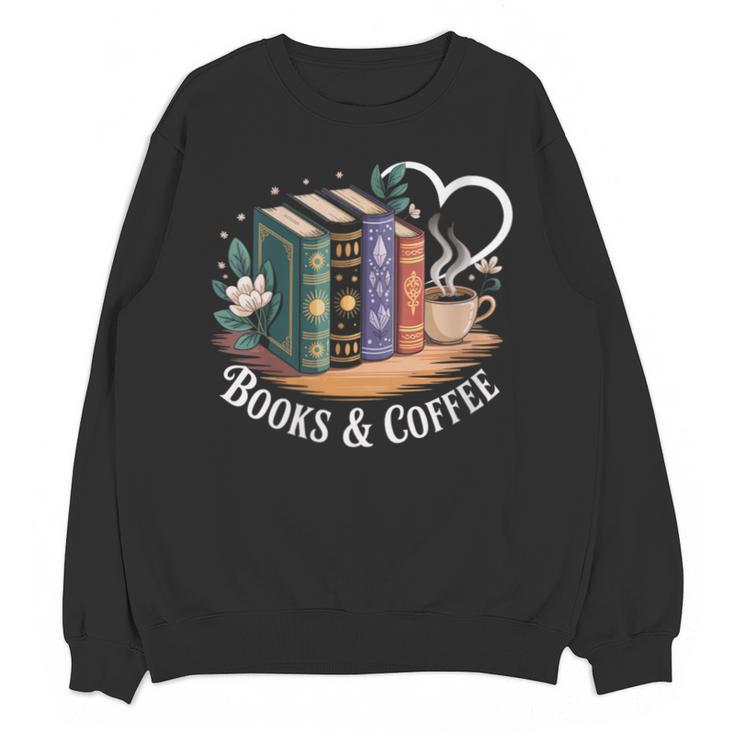 Books And Coffee Book Lover Bookish Green Book Theme Reading Unisex Sweatshirt
