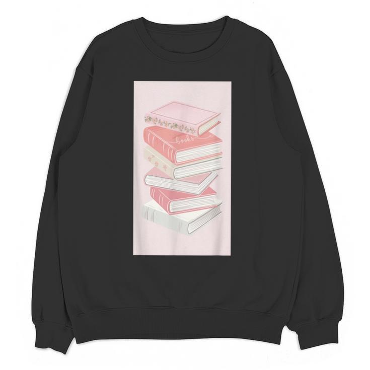 Books Flowers Art Flower Stack Pastel Feminine Unisex Sweatshirt