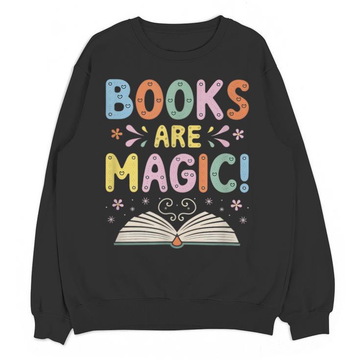 Books Are Magic Whimsical Retro Bookworm Unisex Sweatshirt