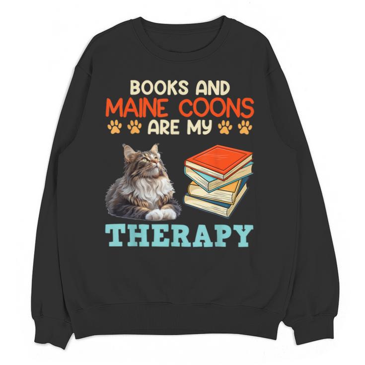 BOOKS AND MAINE COONS ARE MY THERAPY Main Coon Unisex Sweatshirt