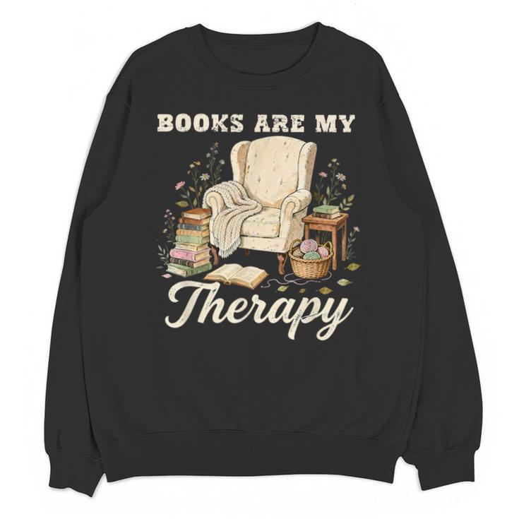 Books Are My Therapy Cozy Reading Chair Artwork Unisex Sweatshirt