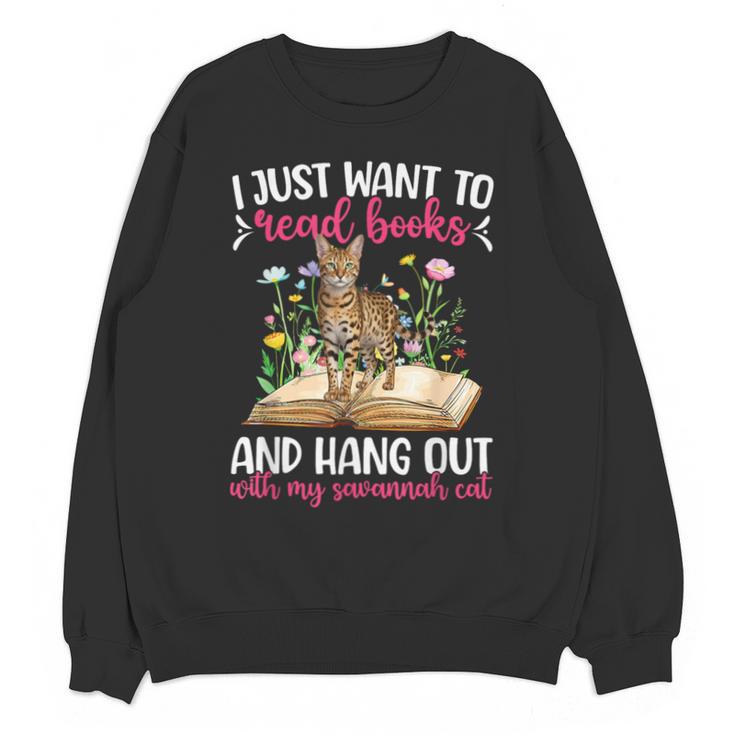 Books And My Savannah Cat Owner Savannah Cat Lover Unisex Sweatshirt