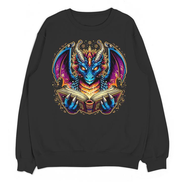 Bookworm Dragon Reading Book Lover Unisex Sweatshirt