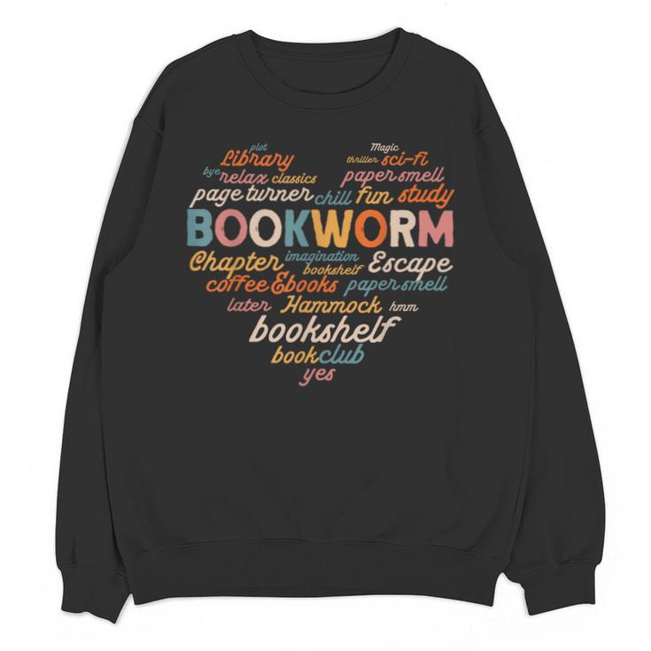 Bookworm Words Heart Book Lover Reader Reading Fun Unisex Sweatshirt