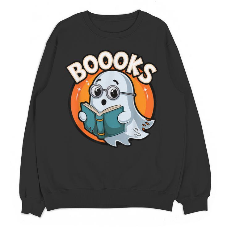 BOOOKS Cute Ghost Reading Books  Halloween Unisex Sweatshirt