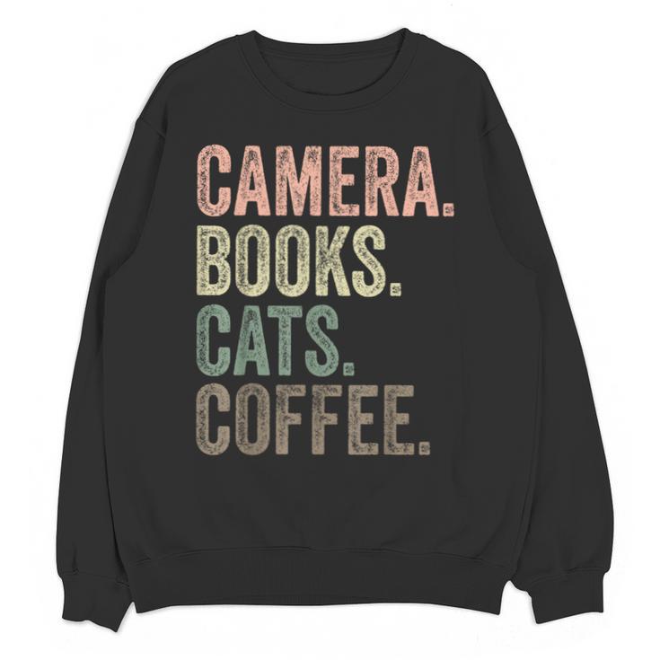 Camera Books Cats And Coffee Lover Photography Men Women Unisex Sweatshirt