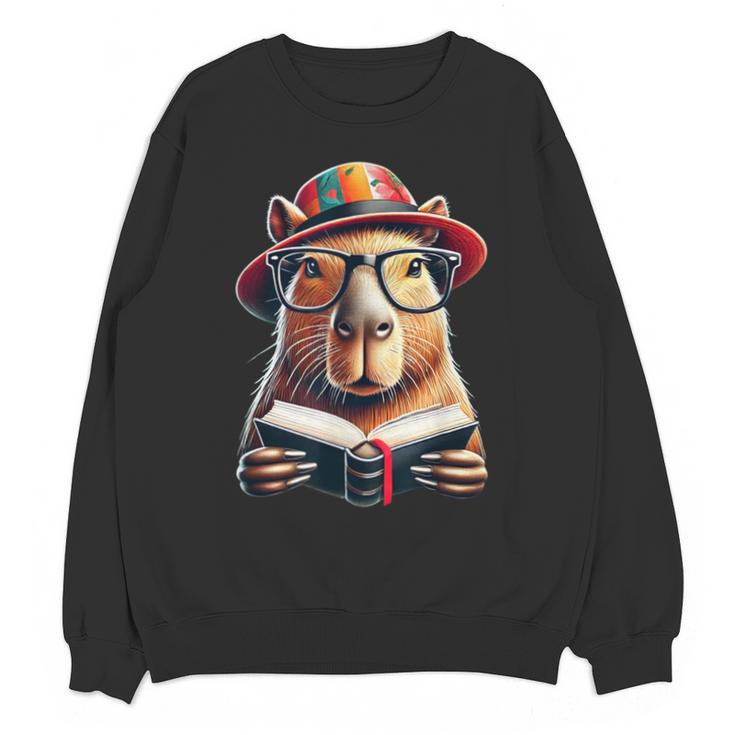 Capybara Bookworm Rodent Reading a Book Unisex Sweatshirt