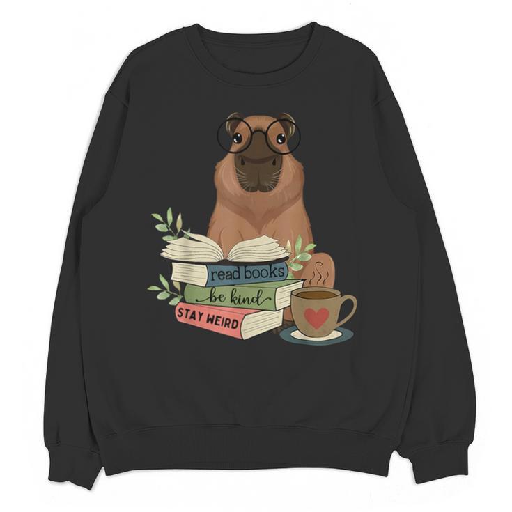 Capybara Glasses Reading Books Capybara Nerd Bookworm Unisex Sweatshirt