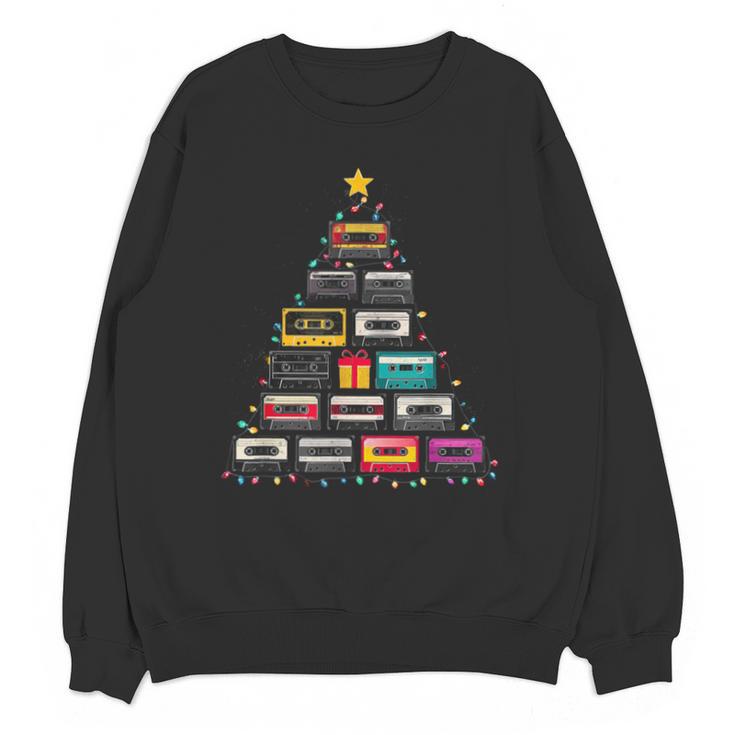 Cassette Tape Christmas Tree Graphic 80s 90s Retro Nostalgia Unisex Sweatshirt