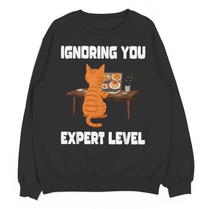 Cat Ignoring You Expert Level Orange Tabby Introvert Unisex Sweatshirt