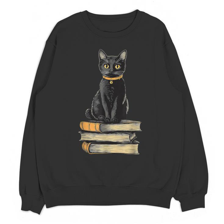 Cat Sitting On Books Unisex Sweatshirt