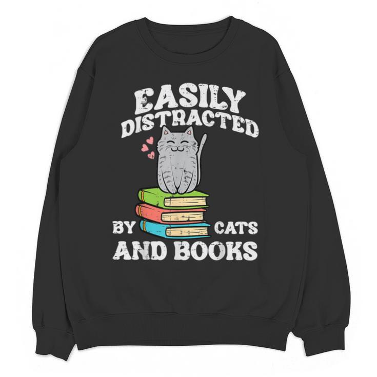 Cats And Books Read Reading Librarian Book Across America Unisex Sweatshirt
