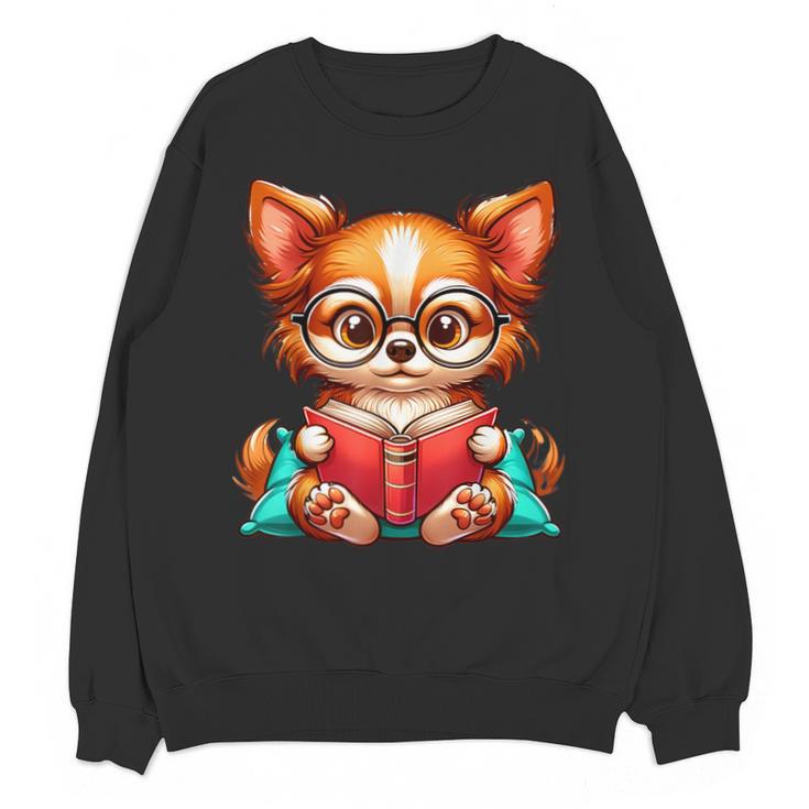 Chihuahua Reading a Book Dog Unisex Sweatshirt