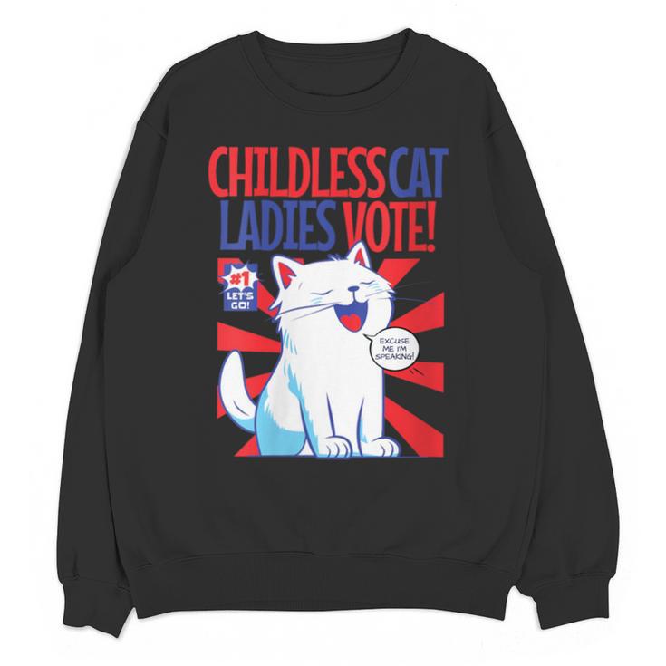 Childless Cat Ladies Vote Kamala Harris Cute Comic Book Cat Unisex Sweatshirt