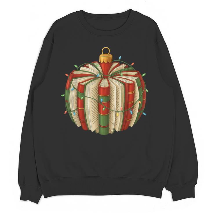 Christmas Book Ornament Lights Holiday Reading Lover Teacher Unisex Sweatshirt