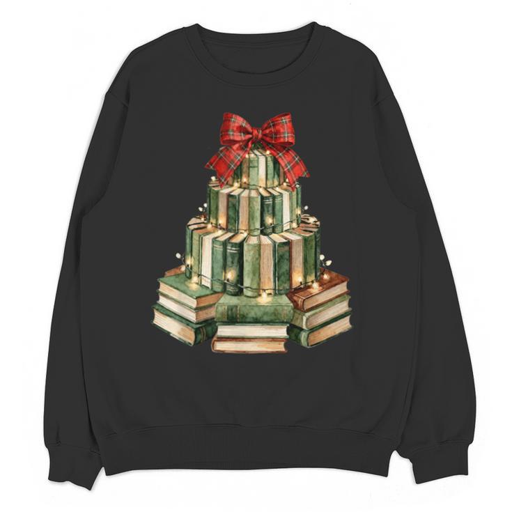 Christmas Book Tree Coquette Bow Xmas Reading Librarian Girl Unisex Sweatshirt