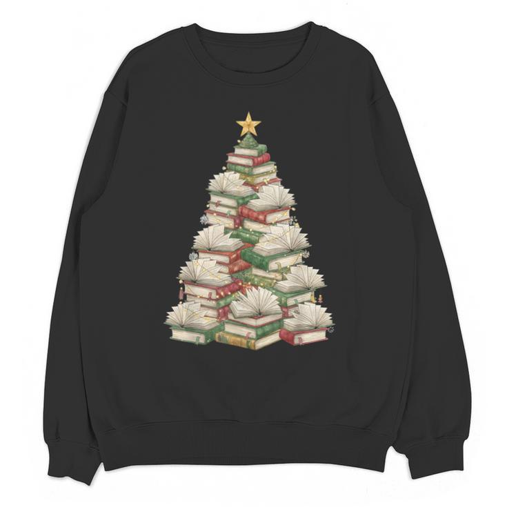 Christmas Book Tree Teacher Book Lover Xmas Librarian Unisex Sweatshirt