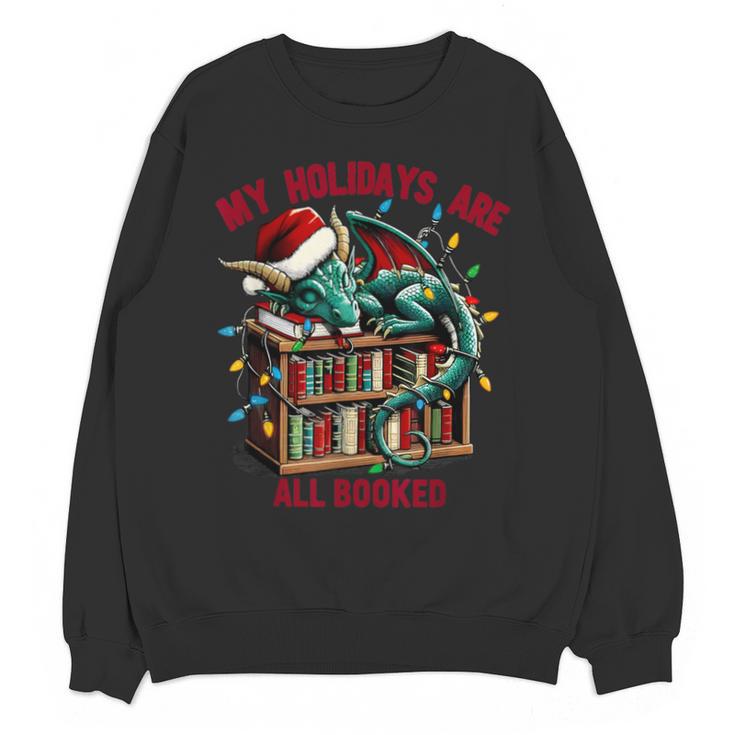 Christmas Dragon My Holidays Are All Booked Book Lovers Kids Unisex Sweatshirt