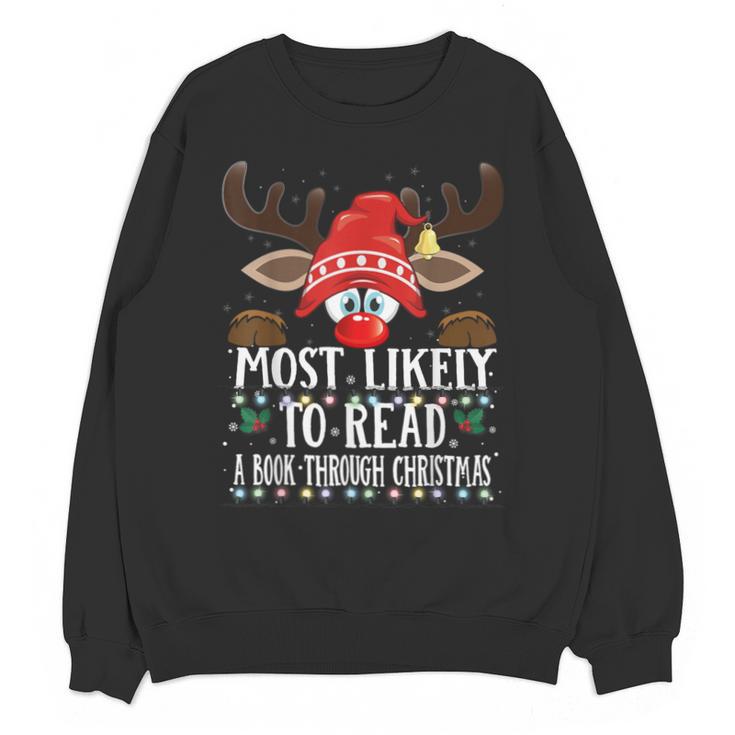 Christmas Matching Most Likely To Read A Book PJS Unisex Sweatshirt