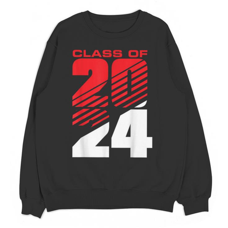 Class Of 2024 High School Senior Graduation Red Sports Style Unisex Sweatshirt