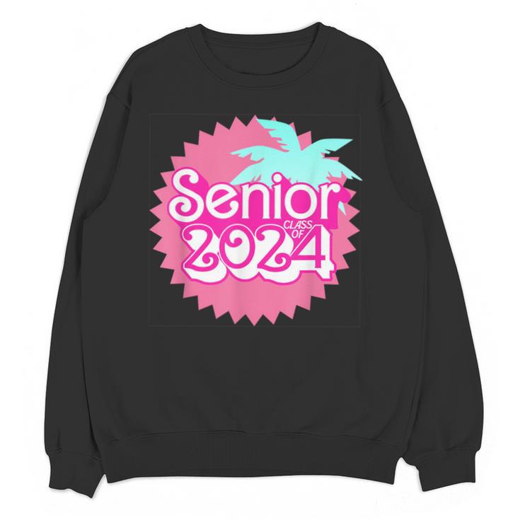 Class Of 2024 Senior Pink Retro Classic Girl Grad Graduation Unisex Sweatshirt
