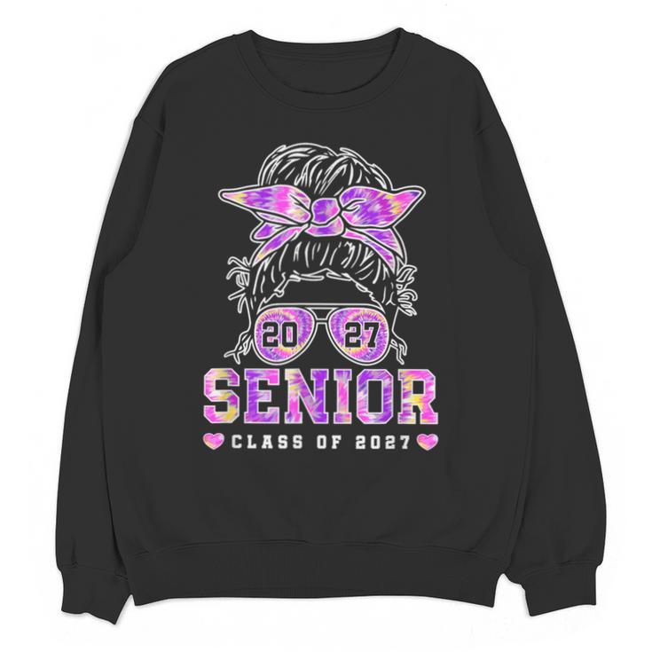 Class Of 2027 Senior Coquette Bow Messy Hair 26 Graduation Unisex Sweatshirt
