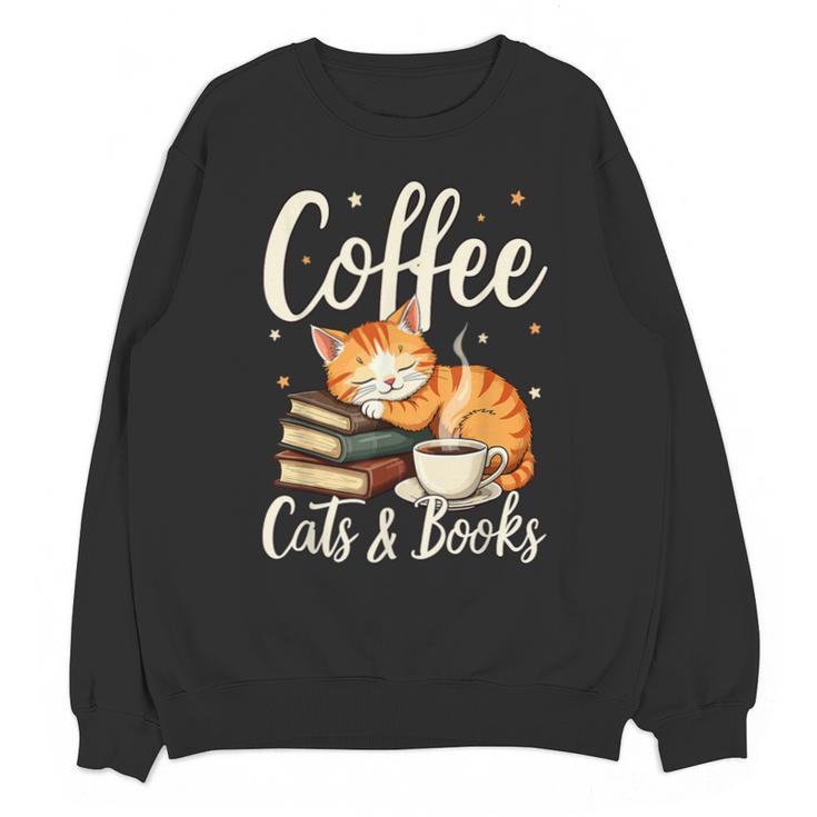 Coffee Cats And Books Lover For Women & Men Coffee Unisex Sweatshirt