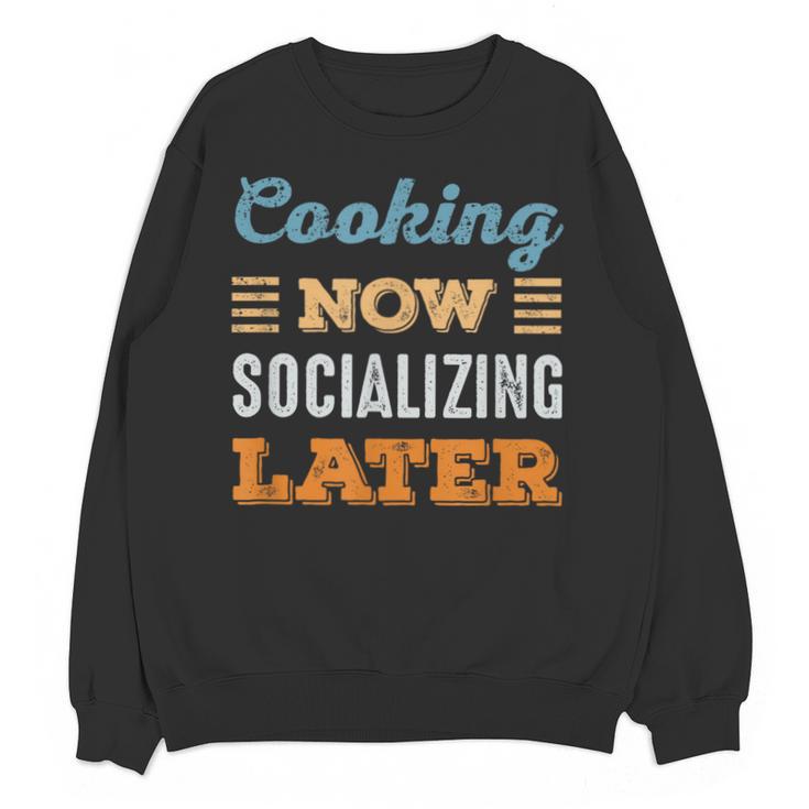 Cooking Now Minimal Socializing Introvert Vintage Unisex Sweatshirt