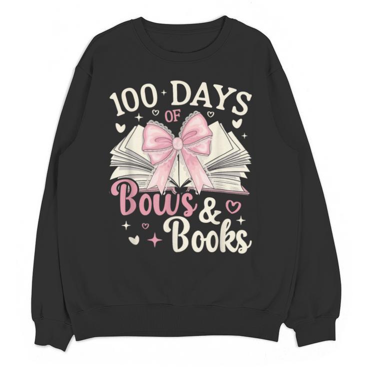 Coquette 100 Days Of Bows Books Reading 100th Day Of School Unisex Sweatshirt