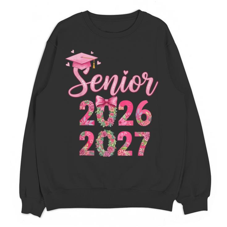 Coquette Pink Bow Flowers Senior 2026 2027 Graduation Unisex Sweatshirt