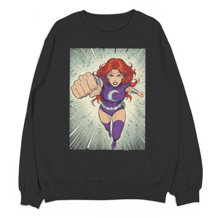 The Crimson Crescent 90s Retro Comic Book Superheroine Art Unisex Sweatshirt