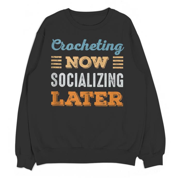 Crocheting Now Minimal Socializing Introvert Vintage Unisex Sweatshirt
