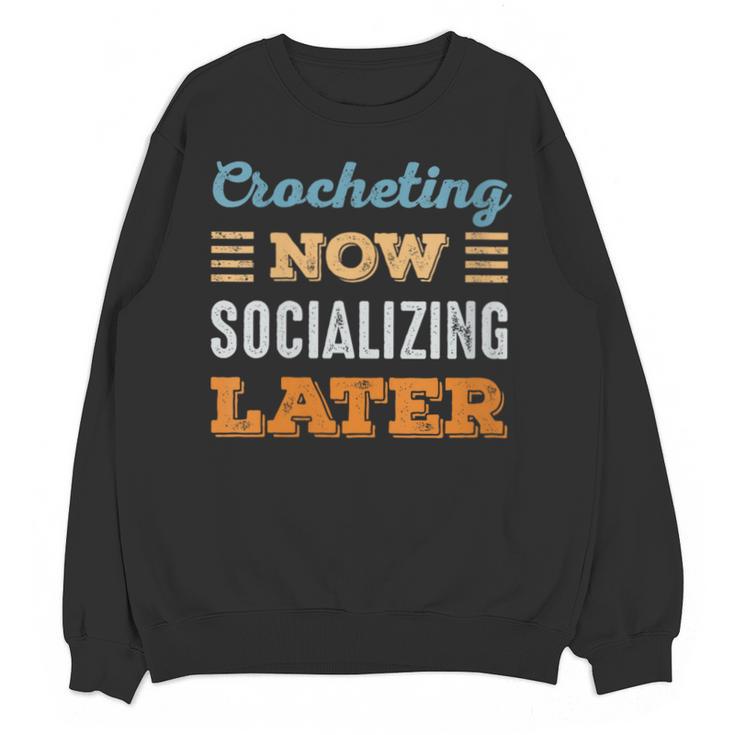 Crocheting Now Minimal Socializing Introvert Vintage Unisex Sweatshirt