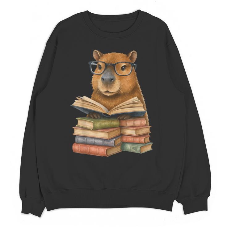 Cute Capybara Reading Books Animal Capybara Bookworms Unisex Sweatshirt