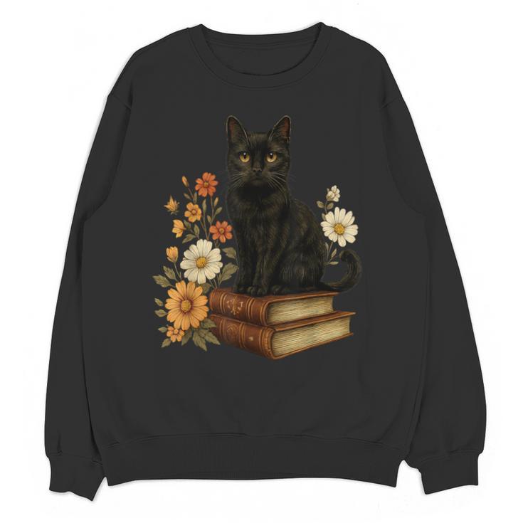 Cute Cat Book Flowers Unisex Sweatshirt