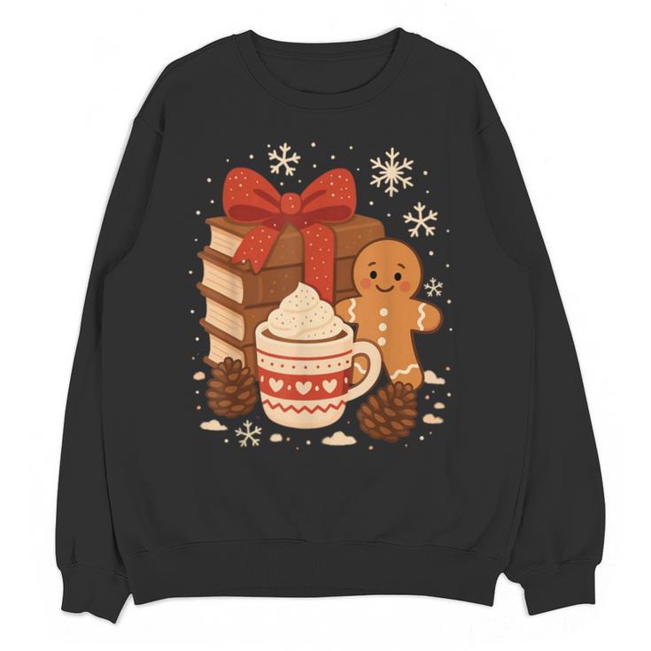 Cute Christmas Books Gingerbread Xmas Book Lover Teacher Unisex Sweatshirt