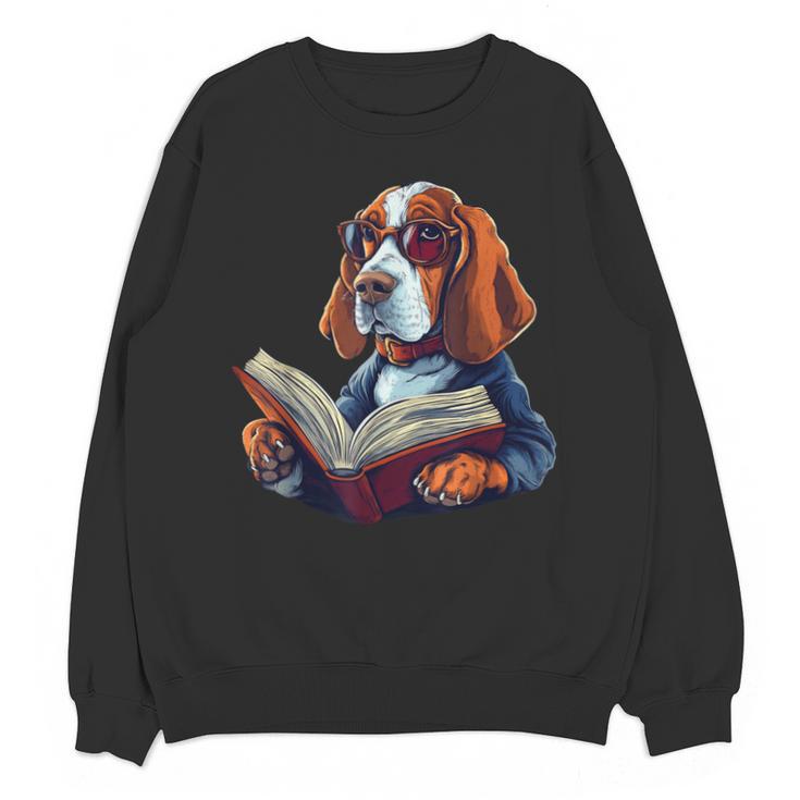 Cute Dog Basset Hound Reading Book Unisex Sweatshirt
