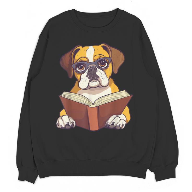 Cute Dog Boxer Reading Book Unisex Sweatshirt