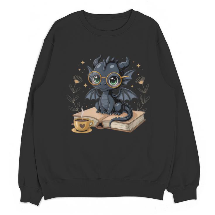 Cute Dragon Books Flower Bookworm Book Lover Unisex Sweatshirt